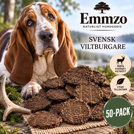 Emmzo Svenskt Hundgodis Viltburgare Storpack 50-p