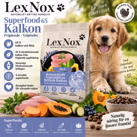 LexNox Superfood 65 Kalkon Frigående – Valpfoder