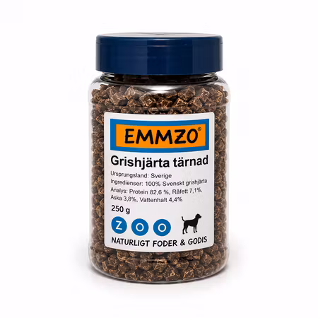 Emmzo Grishjärta Tärnat 250 g – Svenskt Hundgodis
