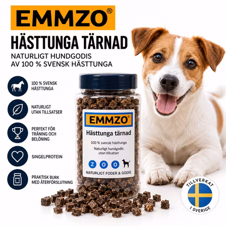 Emmzo Hästtunga Tärnad 300 g - Svenskt Hundgodis