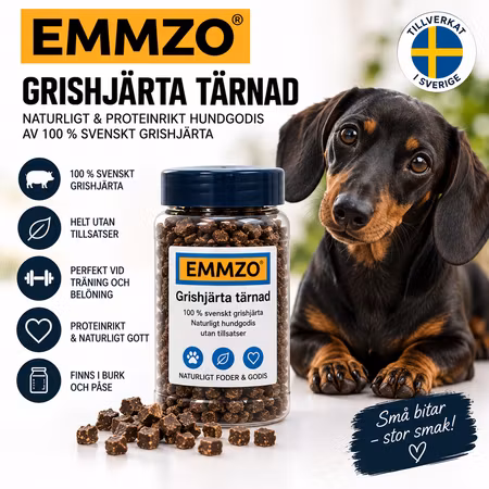 Emmzo Grishjärta Tärnat 250 g – Svenskt Hundgodis