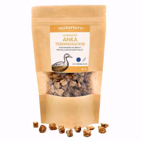 TassaFritt Anka 80 g – Naturligt träningsgodis för hund