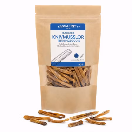 TassaFritt Knivmusslor 80 g – Naturligt hundgodis