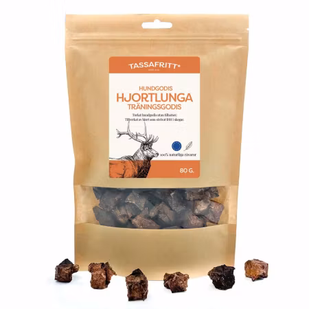 TassaFritt Hjortlunga 80 g – Naturligt träningsgodis för hund