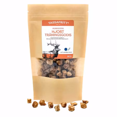 TassaFritt Hjort 80 g – Naturligt träningsgodis för hund