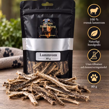 Emmzo Svensk Lammvom 80 g – Naturligt hundgodis