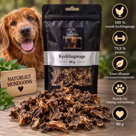 Emmzo Svensk Kycklingmage 80 g – Naturligt hundgodis