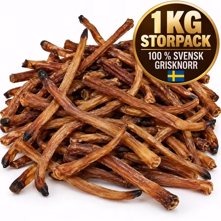 Emmzo Grisknorrstrips 1 kg – Svenskt Hundtugg