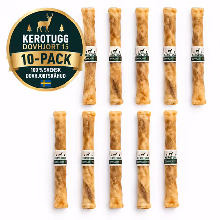 Kerotugg Dovhjort 15 Storpack 10 st – Svenskt Hundtugg