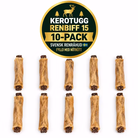 Kerotugg Renbiff 15 Storpack 10 st – Svenskt Hundtugg