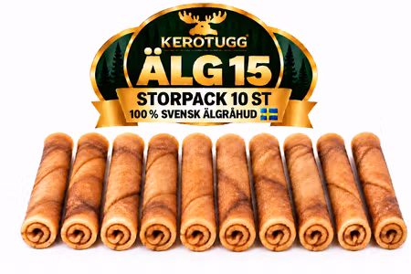 Kerotugg Älg 15 Storpack 10 st – Svenskt Hundtugg av Älg