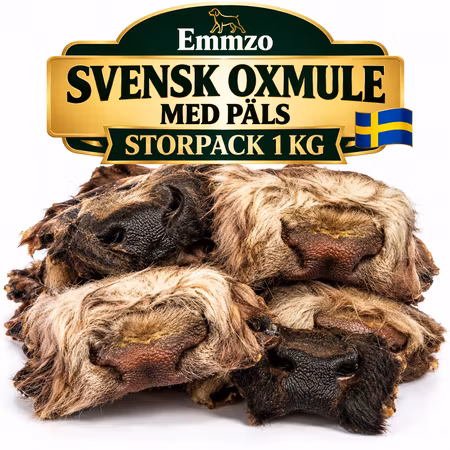 Emmzo Svensk Oxmule med Päls 1 kg – Naturligt Hundtugg