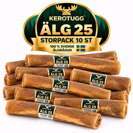 Kerotugg Älg 25 Storpack 10 st – Svenskt Hundtugg av 100 % Älgråhud