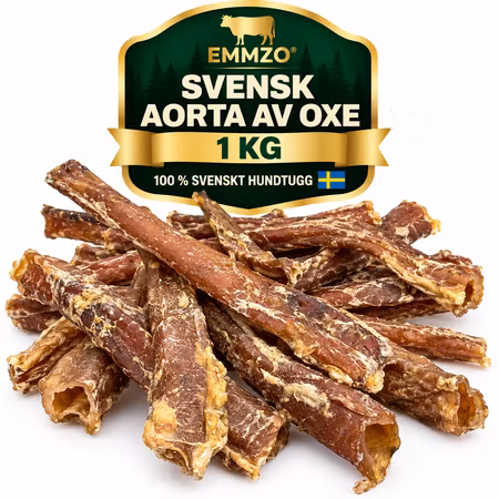 Emmzo Svensk Aorta av Oxe 1 kg – Naturligt Hundtugg i Storpack
