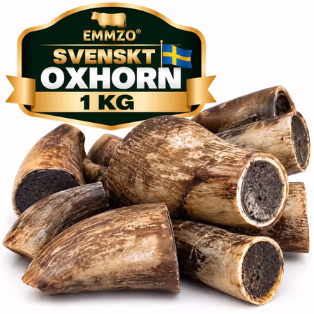 Emmzo Svenskt Oxhorn 1 kg – Naturligt Hundtugg i Storpack