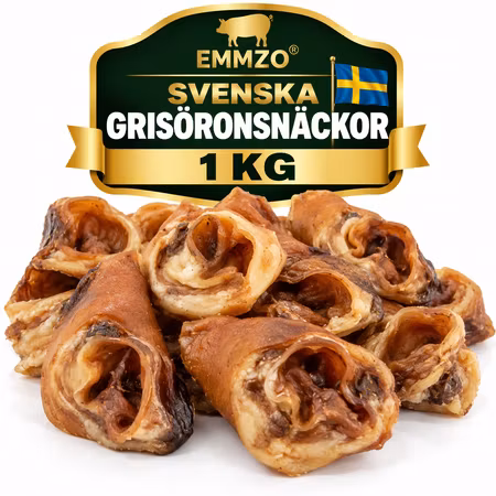 Emmzo Svenska Grisöronsnäckor 1 kg – Naturligt Hundtugg i Storpack