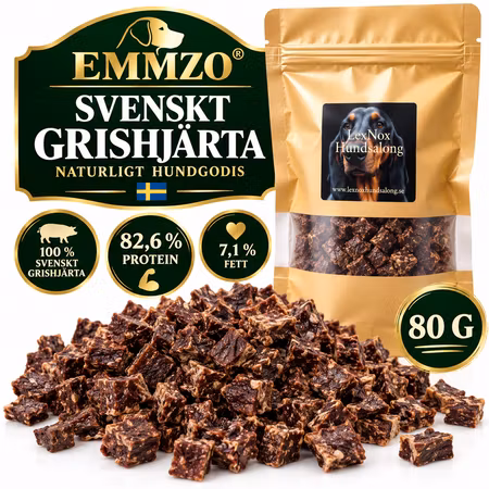 Emmzo Svenskt Grishjärta Tärnat 80 g – Naturligt Hundgodis
