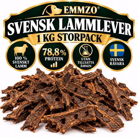 Emmzo Svensk Lammlever 1 kg – Hundgodis Storpack