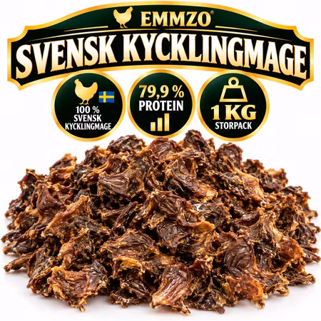 Emmzo Svensk Kycklingmage 1 kg – Hundgodis Storpack