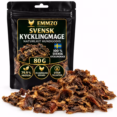 Emmzo Svensk Kycklingmage 80 g – Naturligt Hundgodis