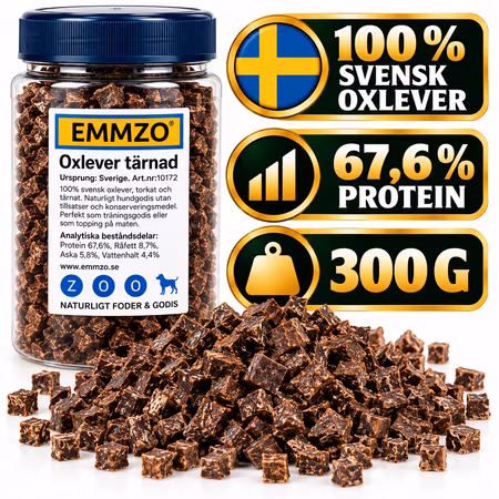 Emmzo Svensk Oxlever Tärnad 300 g – Hundgodis Storpack