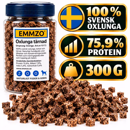 Emmzo Svensk Oxlunga Tärnad 300 g – Hundgodis Storpack