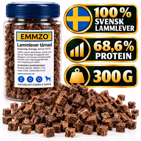 Emmzo Svensk Lammlever Tärnad 300 g – Hundgodis Storpack