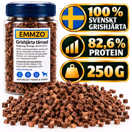 Emmzo Grishjärta Tärnat 250 g – Svenskt Hundgodis