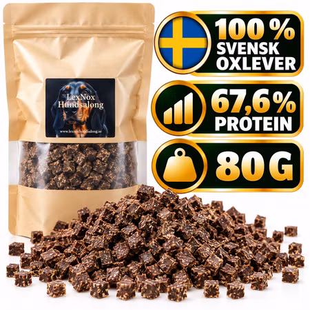 Emmzo Svensk Oxlever Tärnad 80 g – Hundgodis