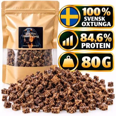 Emmzo Svensk Oxtunga Tärnad 80 g – Naturligt Hundgodis