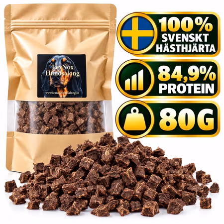 Emmzo Svenskt Hästhjärta Tärnat 80 g – Naturligt Hundgodis