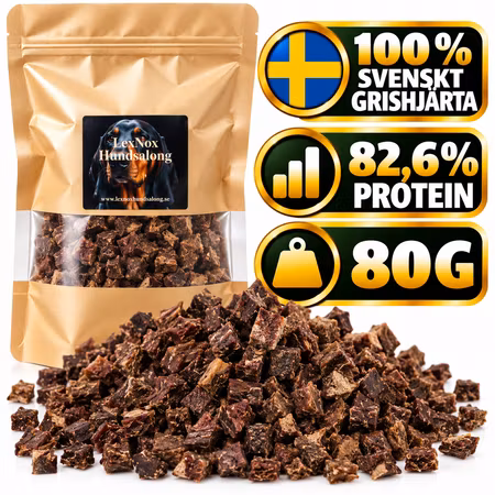 Emmzo Svenskt Grishjärta Tärnat 80 g – Naturligt Hundgodis