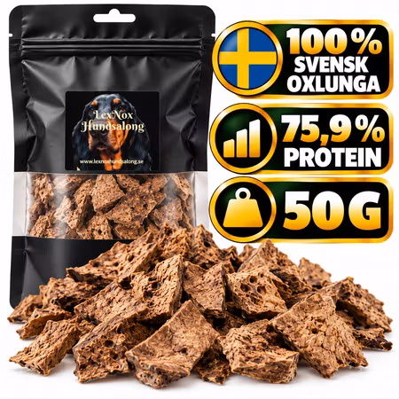 Emmzo Svensk Oxlunga i Bit 50 g – Naturligt Hundgodis