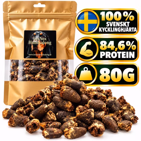 Emmzo Svenskt Kycklinghjärta 80 g – Naturligt Hundgodis