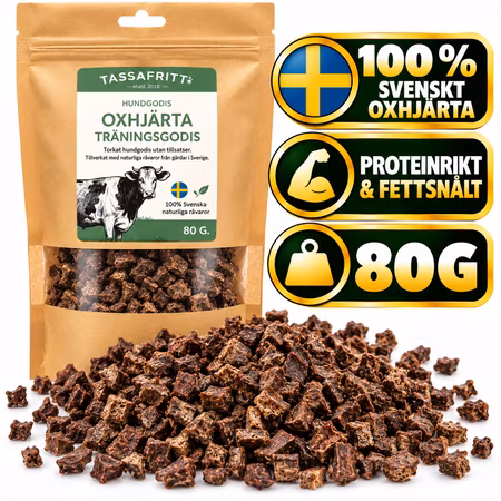 TassaFritt Svenskt Oxhjärta 80 g – Naturligt Träningsgodis
