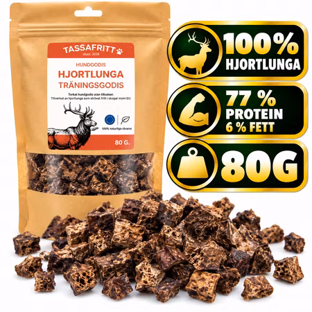 TassaFritt Hjortlunga 80 g – Naturligt Träningsgodis