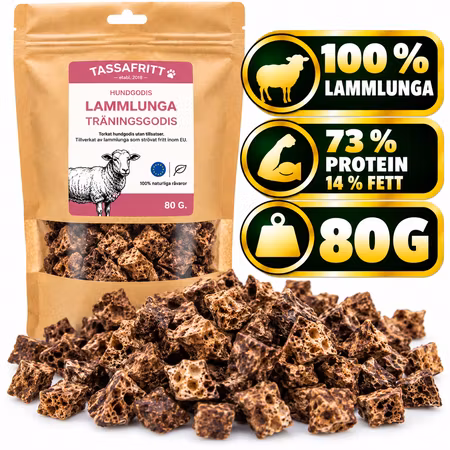 TassaFritt Lammlunga 80 g – Naturligt Träningsgodis