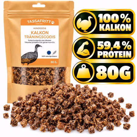 TassaFritt Kalkon 80 g – Naturligt Träningsgodis