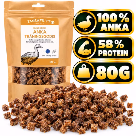 TassaFritt Anka 80 g – Naturligt Träningsgodis