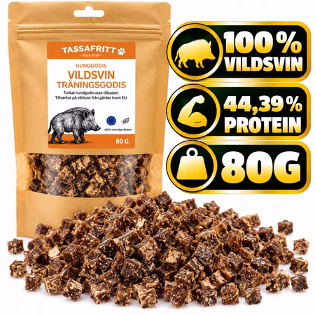 TassaFritt Vildsvin 80 g – Naturligt Träningsgodis