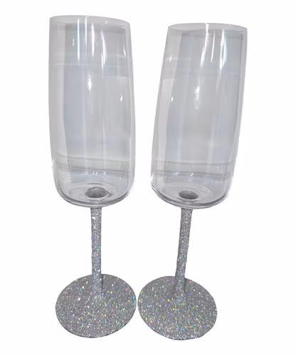 Champagne Glas Silvermelerat Glitter 4-pack