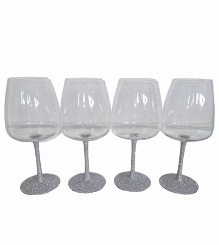 Vin Glas Silvermelerat Glitter 4-pack