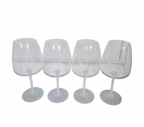 Vin Glas Vitmelerat Glitter 4-pack