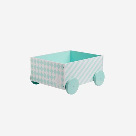 Leklåda med hjul harlequin, vit/mint