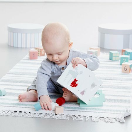 Matta Edvin randig, vit/grå/grön