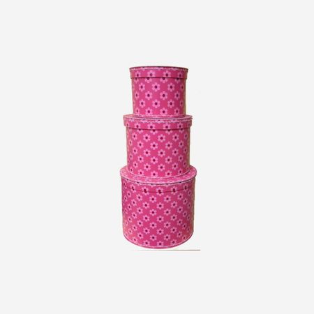 Förvaringsboxar blommor, rosa/röd