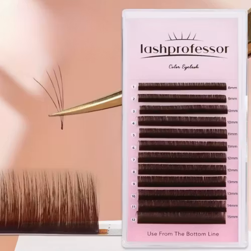 Mörkbruna volymfransar – D-böj 0,07 mm