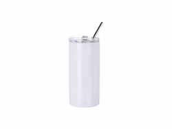 16 oz/480 ml sublimering skinny tumb. i rustfritt stål m sugerør og lokk (hvit