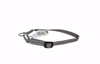 Halsband silvergrå med reflex halvstryp modell ställbart