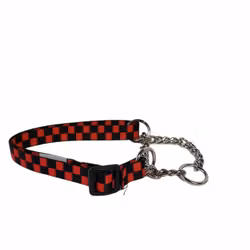 Pepitarutigt halsband ställbart halvstryp
